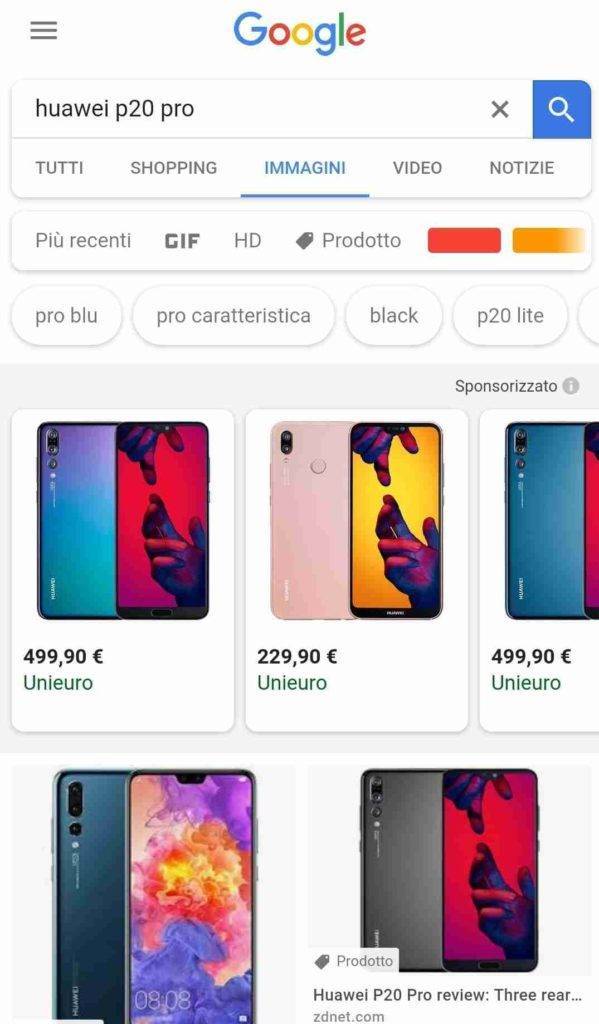 Gli annunci Google Shopping arrivano anche in Google Immagini 1 google image shopping mobile